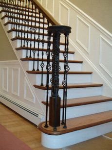 Red Oak treads with Walnut border