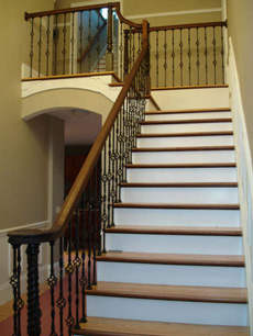 Red Oak treads with Walnut border