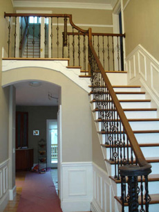 Red Oak treads with Walnut border