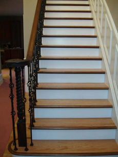 Red Oak treads with Walnut border